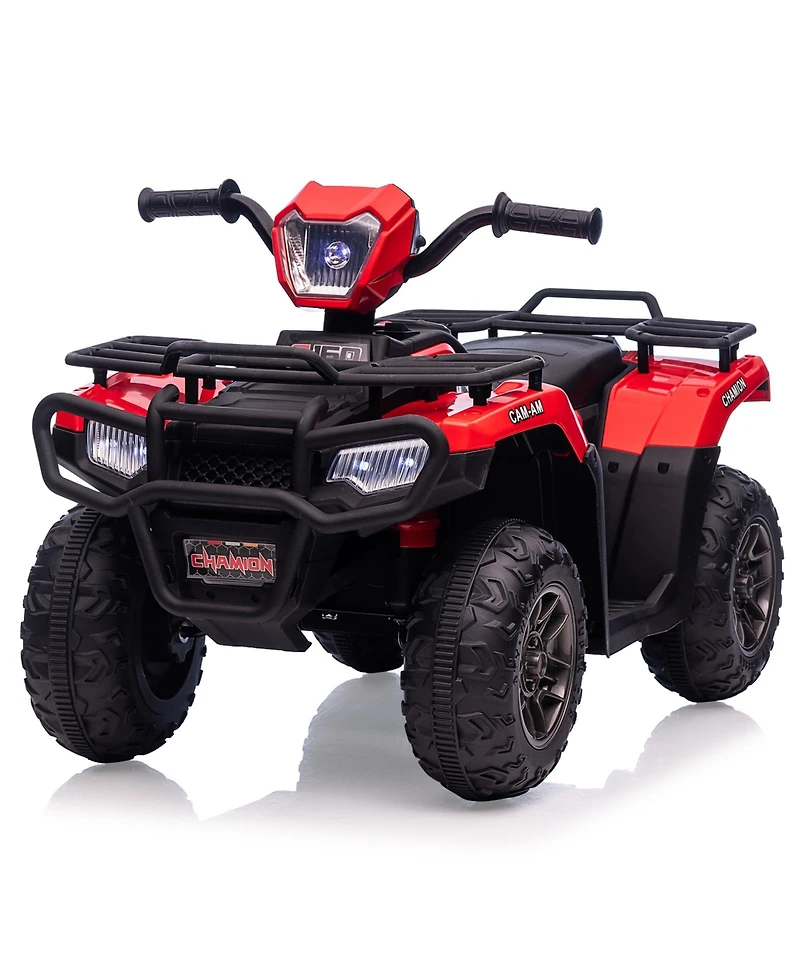 12V Kids Ride On Atv, Dual Speed 1.5-2.2MPH, Led Lights, Audio and Usb, One-Button Start, Battery Powered 4-Wheeler Outdoor Toy for Kids