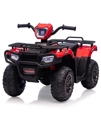 12V Kids Ride On Atv, Dual Speed 1.5-2.2MPH, Led Lights, Audio and Usb, One-Button Start, Battery Powered 4-Wheeler Outdoor Toy for Kids