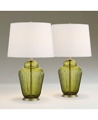360 Lighting Grimmia 24" High Moss Green Glass Table Lamp Set of 2
