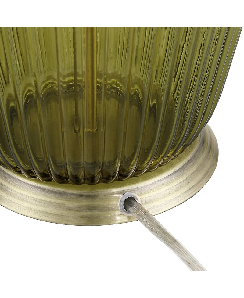 360 Lighting Grimmia 24" High Moss Green Glass Table Lamp with Brown Dimmer