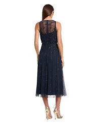 Mac Duggal Women's High Neck Sleeveless Embelished A Line Dress