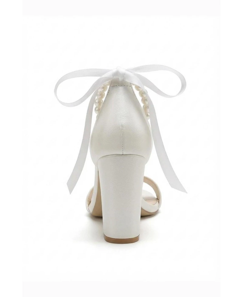 Forever and Always Shoes Women's Althea Pearl Ankle Strap Block Heel Sandal