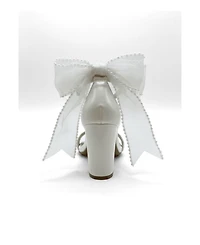 Forever and Always Shoes Women's Evarose Bow Detail Block Heel Bridal Sandal