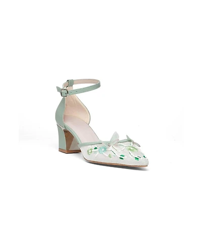 Prologue Shoes Women's Iry Block Heel Bridal Pointed Toe Pump