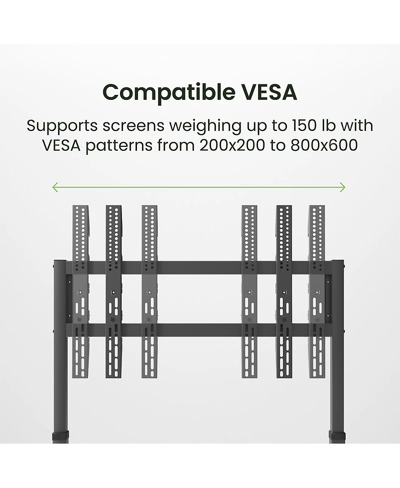 Kanto MTP90 Height Adjustable Rolling Tv Stand for 55" - 90" TVs