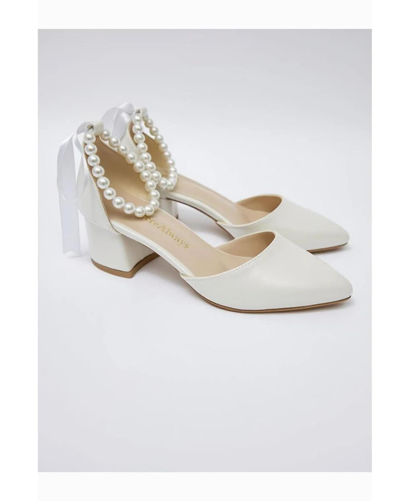 Forever and Always Shoes Women's Evania Block Heel Wedding Pump