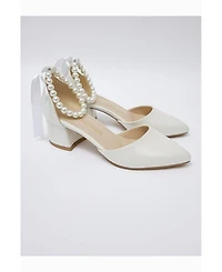 Forever and Always Shoes Women's Evania Block Heel Wedding Pump