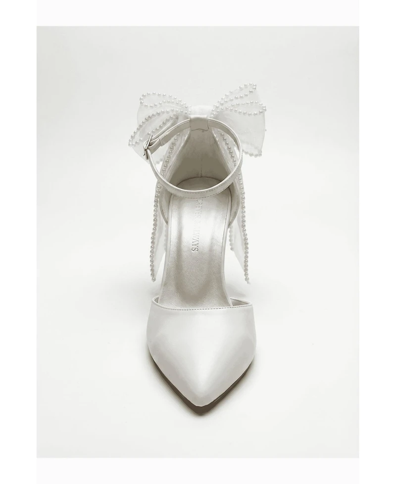 Forever and Always Shoes Women's Elvienne Pointed Toe Block Heel Bridal Sandal