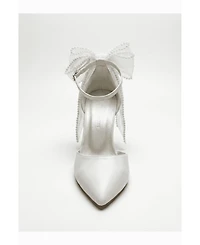 Forever and Always Shoes Women's Elvienne Pointed Toe Block Heel Bridal Sandal