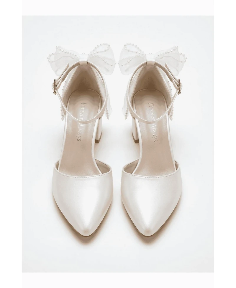 Forever and Always Shoes Women's Rosavelle Pointed Toe Block Heel Bridal Sandal