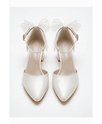 Forever and Always Shoes Women's Rosavelle Pointed Toe Block Heel Bridal Sandal