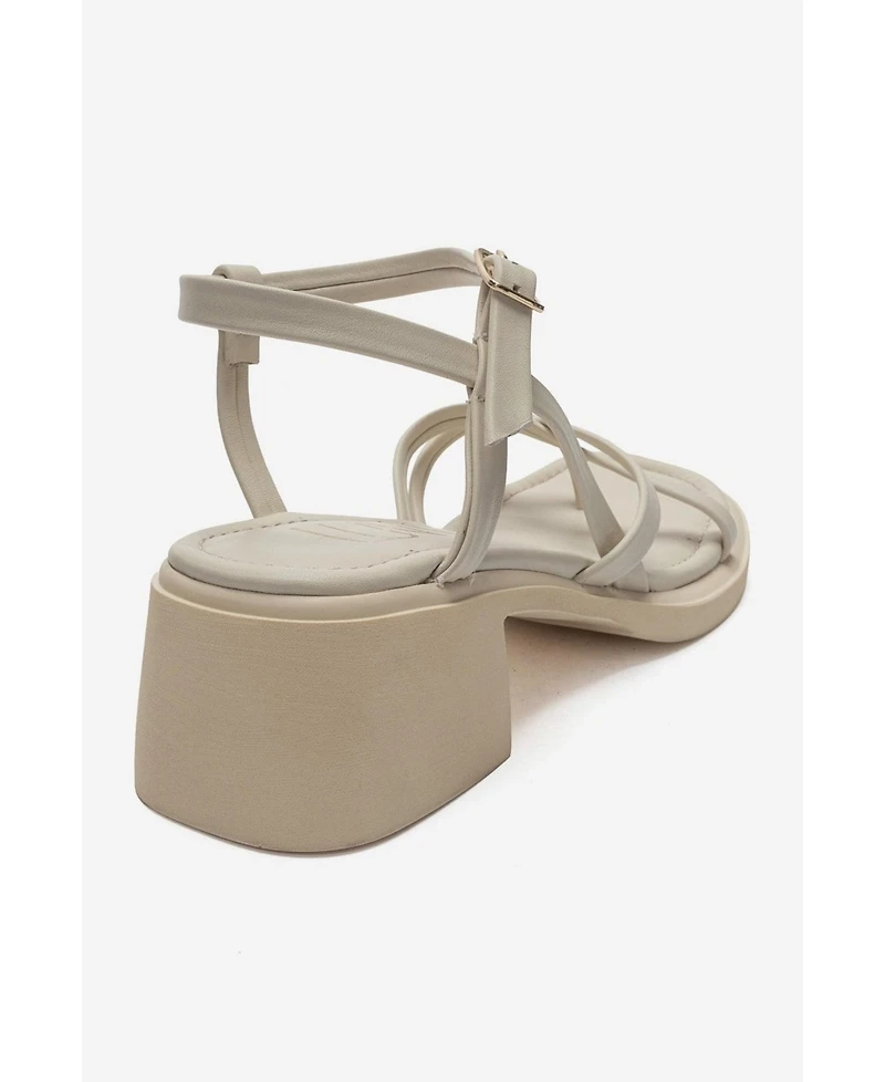 Forever and Always Shoes Women's Cirelle Leather Block Heel Sandal