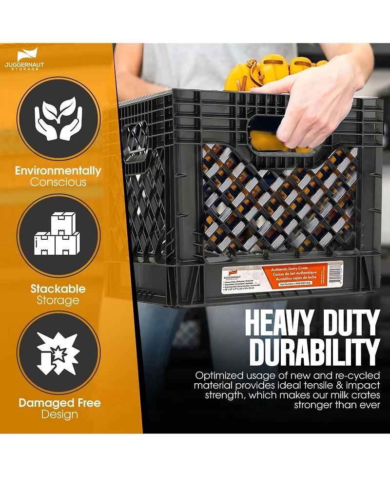 Juggernaut Storage Crate for Office Storage and Classroom Organization, 4-Pack