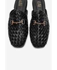 Forever and Always Shoes Women's Senia Leather Woven Mule