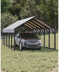 12' x 26' Metal Carport with Diagonal Braces, Heavy Duty Vehicle Shelter for Parking Driveway Boat and Rv, Black