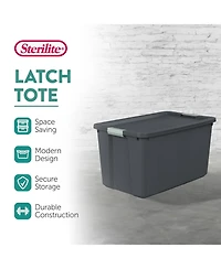 Sterilite 4 Pack 34 Gallon Latch Tote, Stackable Plastic Storage Bin Container