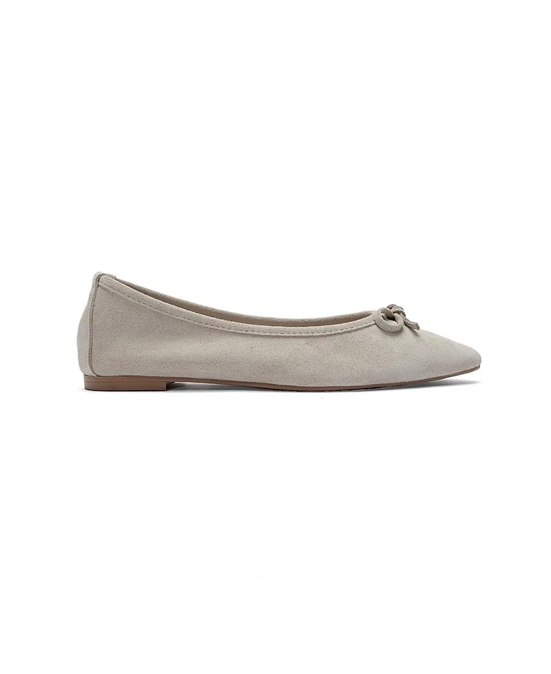Forever and Always Shoes Women's Umiel Leather Bow Ballet Flat