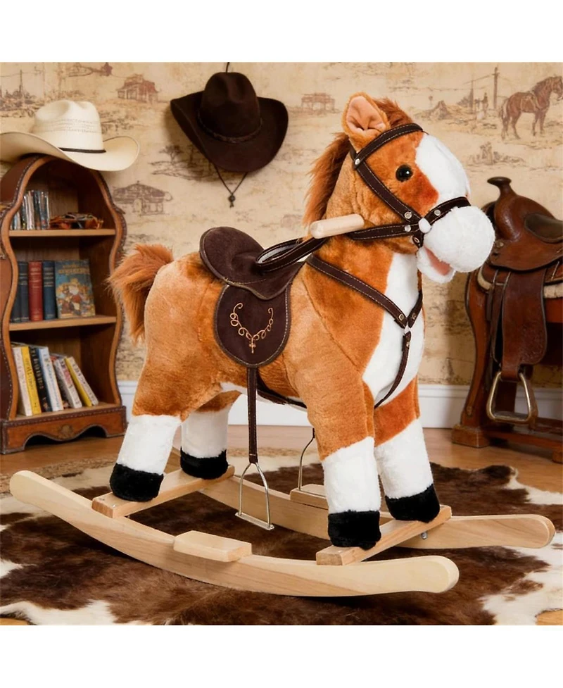 Yobtop Toddler Plush Rocking Horse with Realistic Sounds, 88 lb. Capacity, Ages 3+