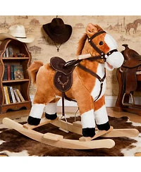 Yobtop Toddler Plush Rocking Horse with Realistic Sounds, 88 lb. Capacity, Ages 3+