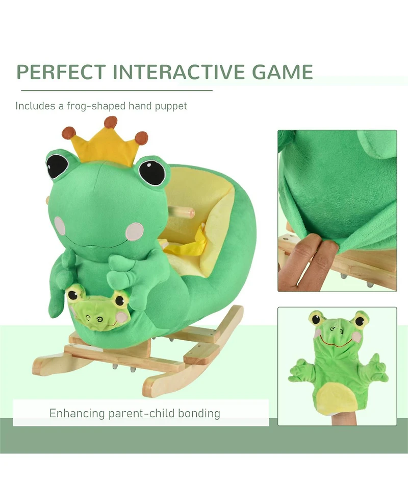 Yobtop Frog Style Rocker Soft Plush Fabric Music Rocking Horse Toy, Ages 18-36 Months
