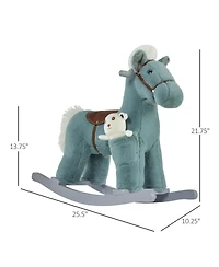 Yobtop Plush Ride-On Rocking Horse with Realistic Sounds & Bear Toy, 66 lb Capacity, Ages 3+