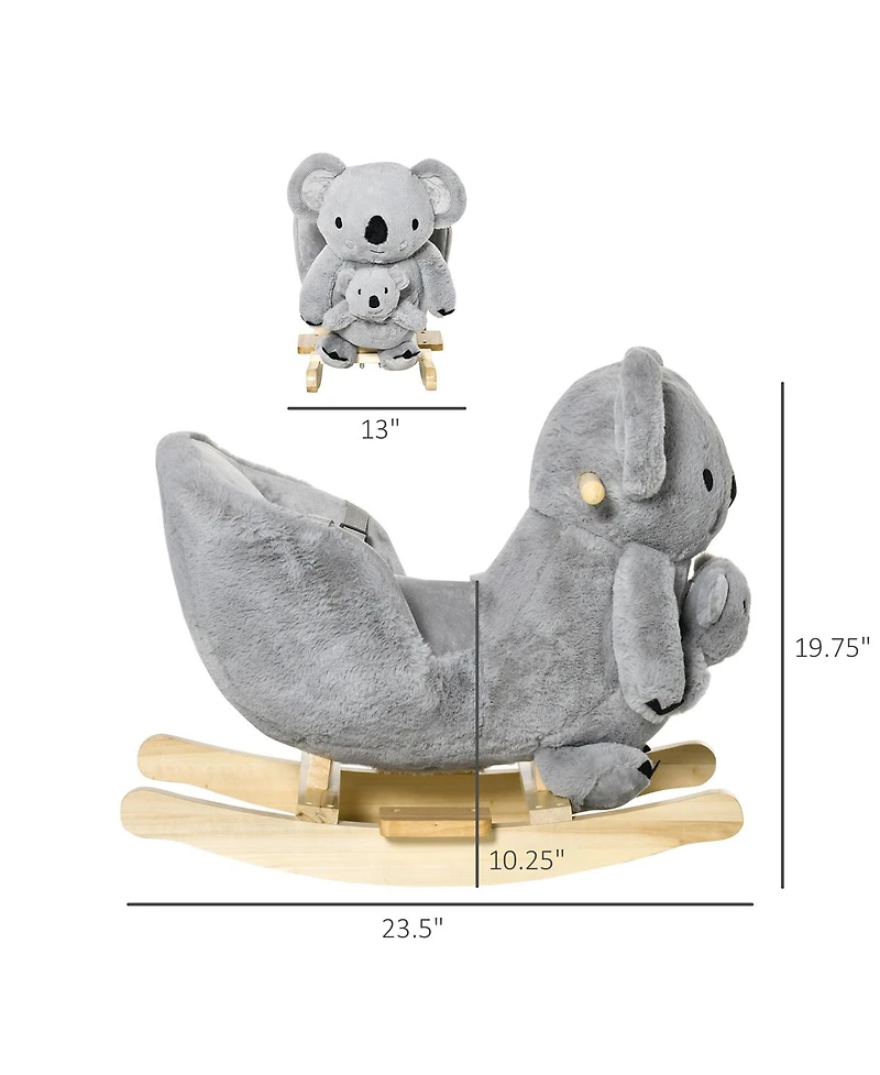 Yobtop Koala-shaped Rocker - Kids Rocking Horse with Realistic Sounds, Soft Plush Body, Sturdy Metal Frame, Balance Development