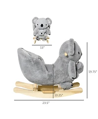 Yobtop Koala-shaped Rocker - Kids Rocking Horse with Realistic Sounds, Soft Plush Body, Sturdy Metal Frame, Balance Development