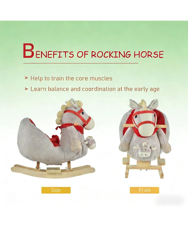 Yobtop Plush Rocking Horse with Lullaby Music, Ages 18-36 Months