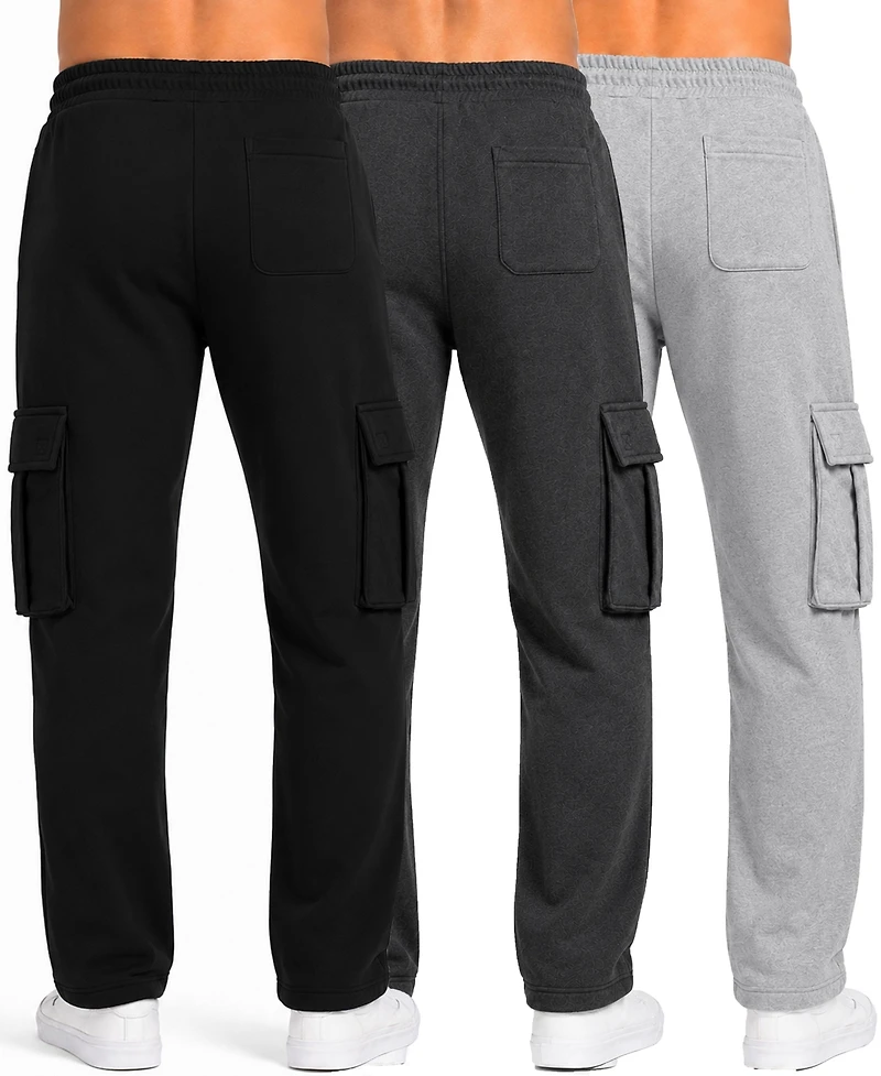 Blue Ice Women's Loose-Fit Cargo Fleece-Lined Jogger Sweatpants, 3-Pack