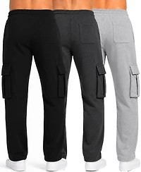 Blue Ice Women's Loose-Fit Cargo Fleece-Lined Jogger Sweatpants, 3-Pack