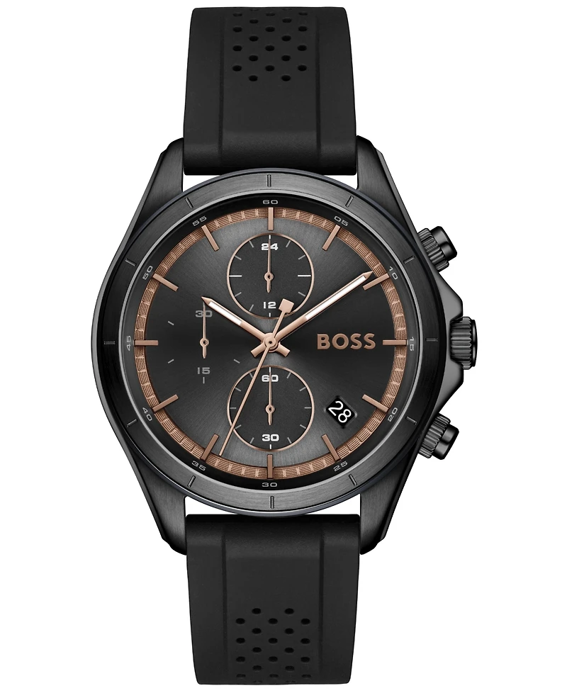 Hugo Boss Men's Bossletic Quartz Chrono Black & Silicone Watch 43.40mm