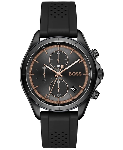 Hugo Boss Men's Bossletic Quartz Chrono Black & Silicone Watch 43.40mm
