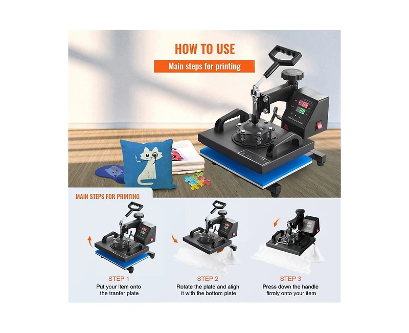 Yobtop Heat Press, 12x10 " T-Shirt Press Machine, 30x23cm Heat Transfer Sublimation Printing Machine for T-shirts