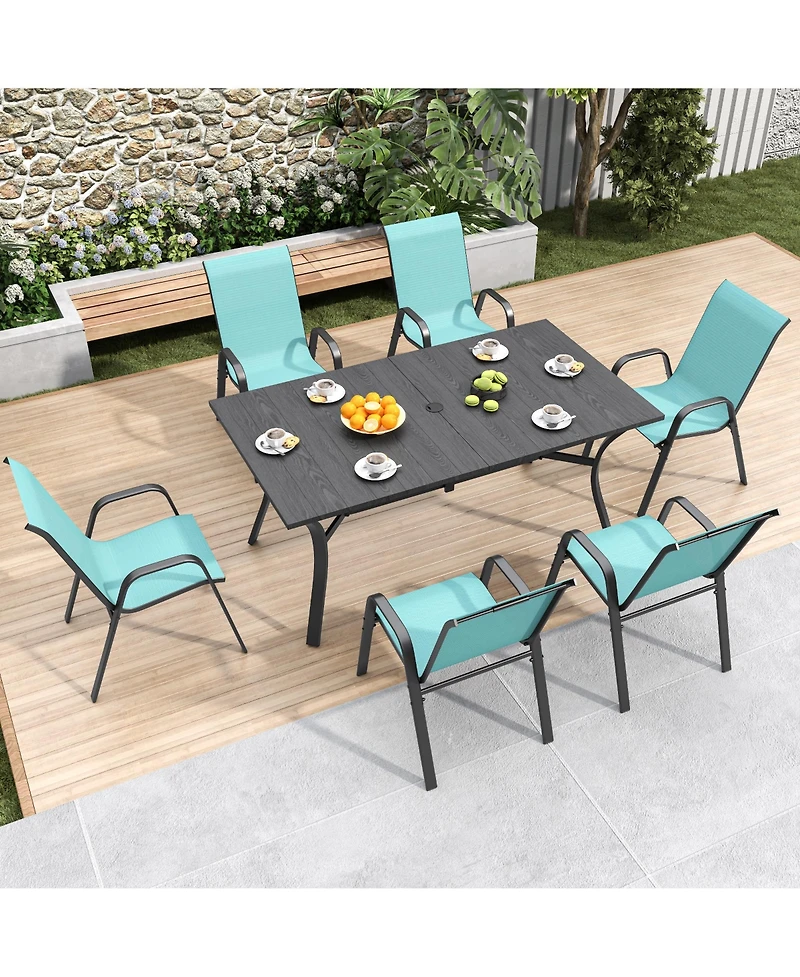 Mondawe 4-Piece Outdoor Dining Chairs Set, Teslin Fabric and Metal Frame