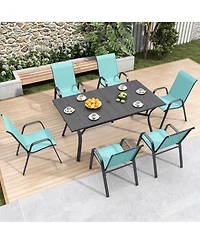 Mondawe 4-Piece Outdoor Dining Chairs Set, Teslin Fabric and Metal Frame