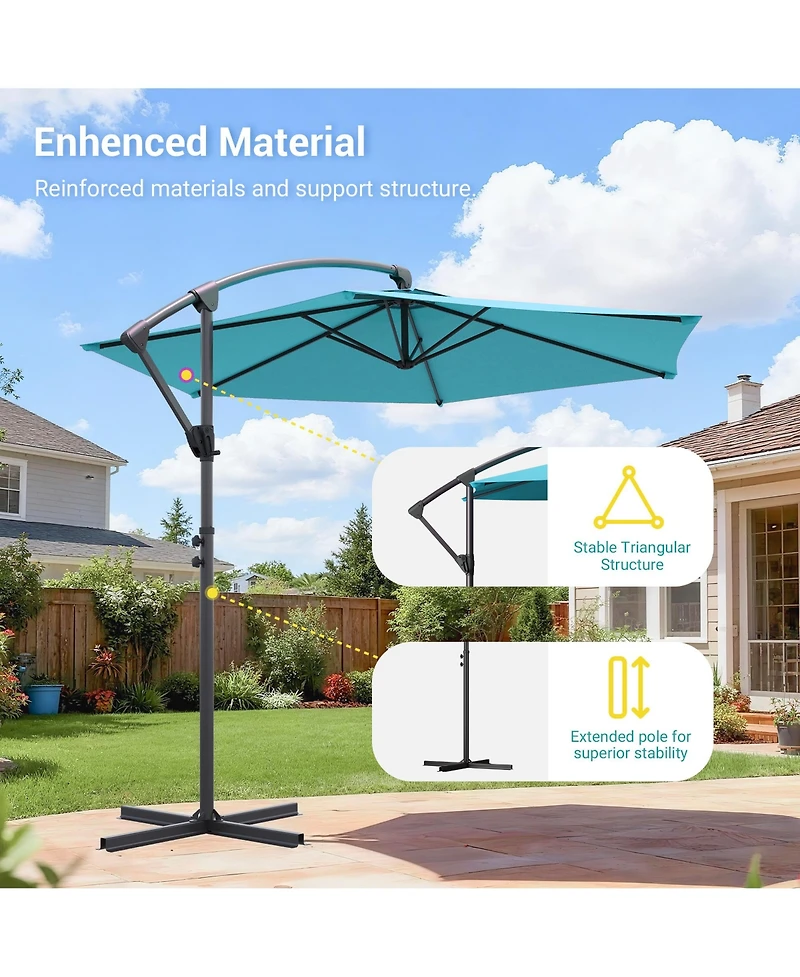 Sonkuki 10 Feet Outdoor Patio Hanging Offset Cantilever Umbrella, Cantilever Umbrella with Cross Base