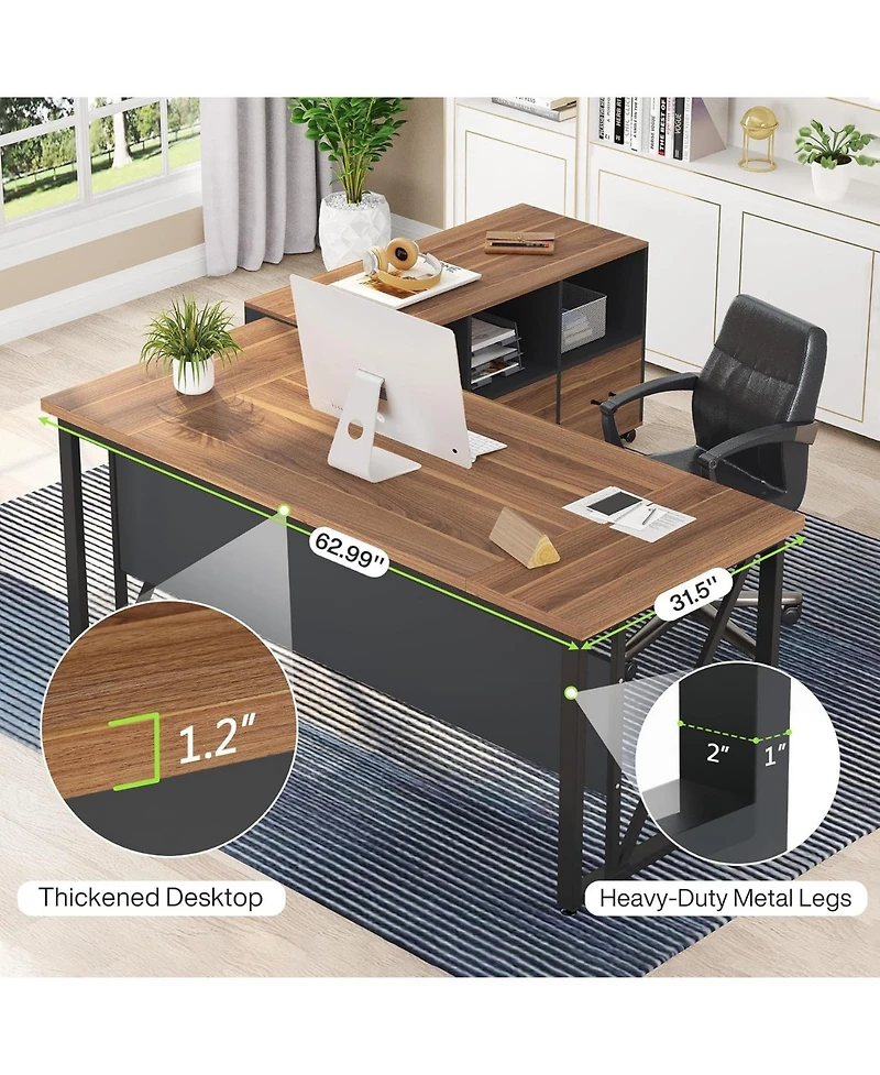 Tribesigns 63" Computer Desk with Steel Legs