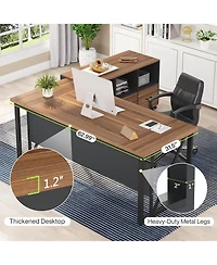 Tribesigns 63" Computer Desk with Steel Legs