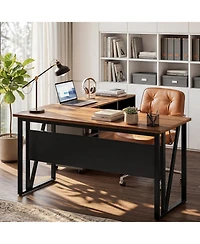 Tribesigns 55" L-Shaped Desk with Mobile File Cabinet