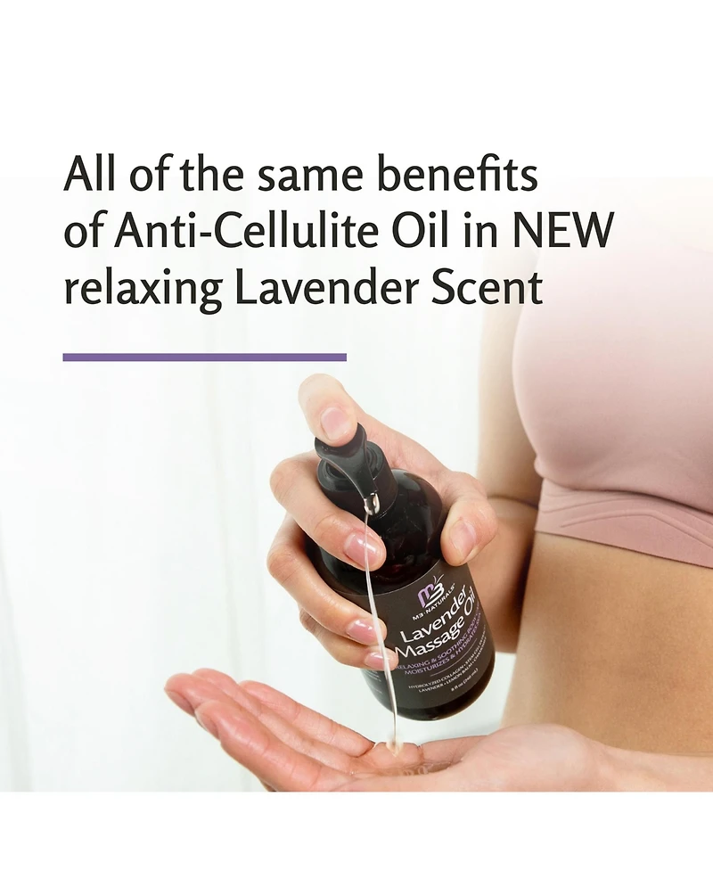 M3 Lavender Massage Oil with Collagen and Stem Cells Fast-Absorbing Body Oil for Massage 8 Fluid Ounce