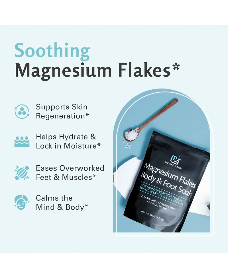 M3 Magnesium Bath Soak with Dead Sea Salt and Msm Fragrance-Free Body and Foot Soak Magnesium Flakes