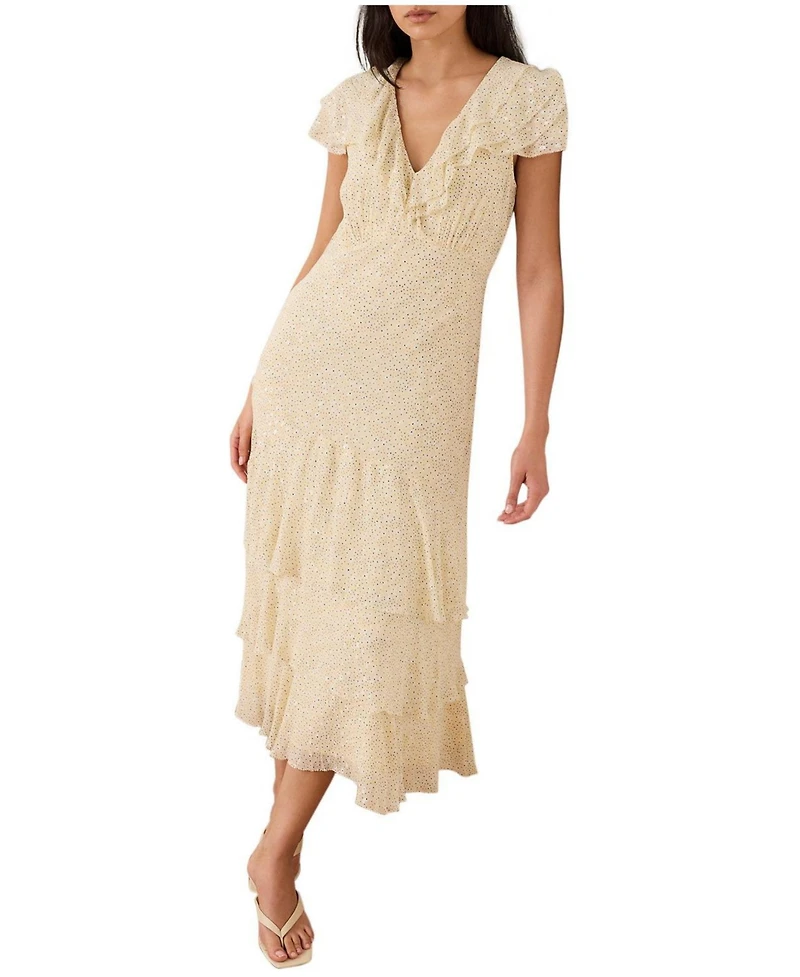 Mint Velvet Women's Ruffle Print Midi Dress