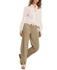 Mint Velvet Women's Cotton Broderie Detail Blouse