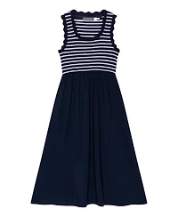 Mint Velvet Women's Striped Scallop Trim A-Line Dress