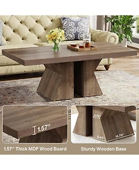 Tribesigns 47" Rectangular Coffee Table with Wooden Base