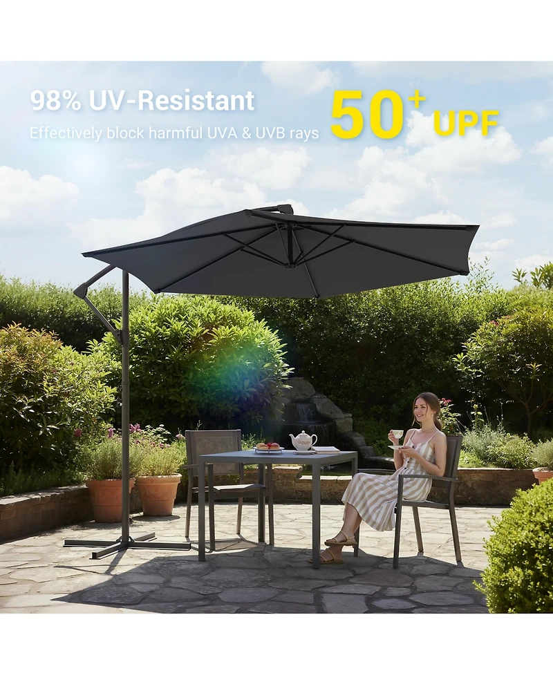 Sonkuki 10 Feet Outdoor Patio Hanging Offset Cantilever Umbrella, Umbrella with Cross Base