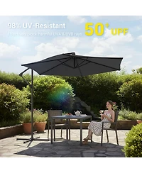 Sonkuki 10 Feet Outdoor Patio Hanging Offset Cantilever Umbrella, Umbrella with Cross Base
