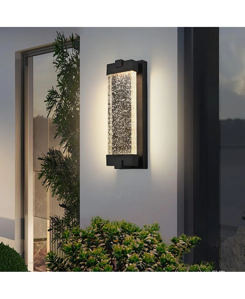 Asagikoiai 19" Modern Led Outdoor Wall Light, Bubble Crystal Waterproof Sconce