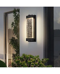 Asagikoiai 19" Modern Led Outdoor Wall Light, Bubble Crystal Waterproof Sconce
