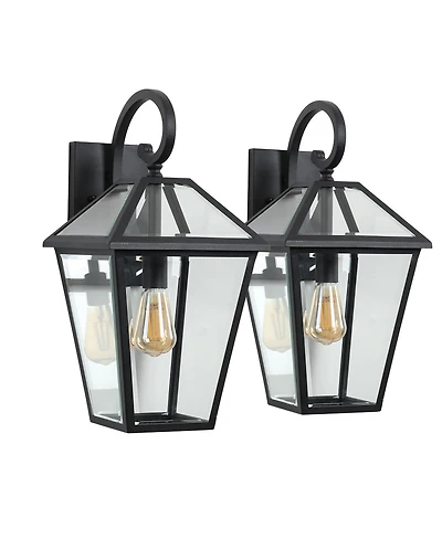 Asagikoiai 2-Pack Outdoor Wall Lanterns with Clear Glass, Weatherproof Vintage Sconces
